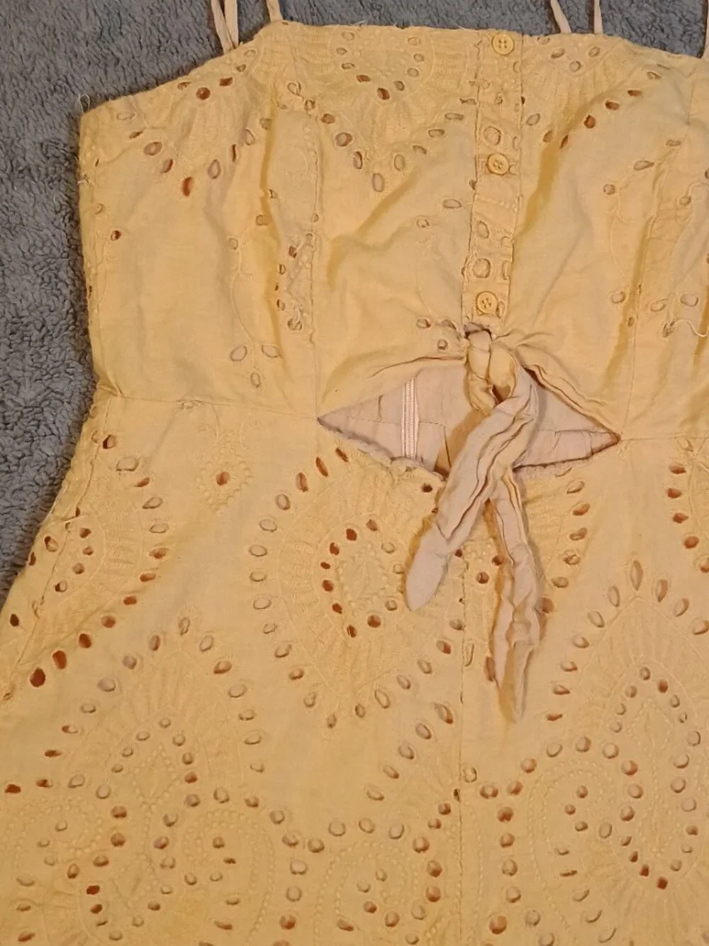 Lulus/Romper/Womens XS/Orange Eyelet Lace Tie Front Cutout Boho Cottagecore Chic